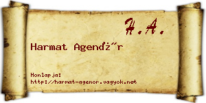 Harmat Agenór névjegykártya